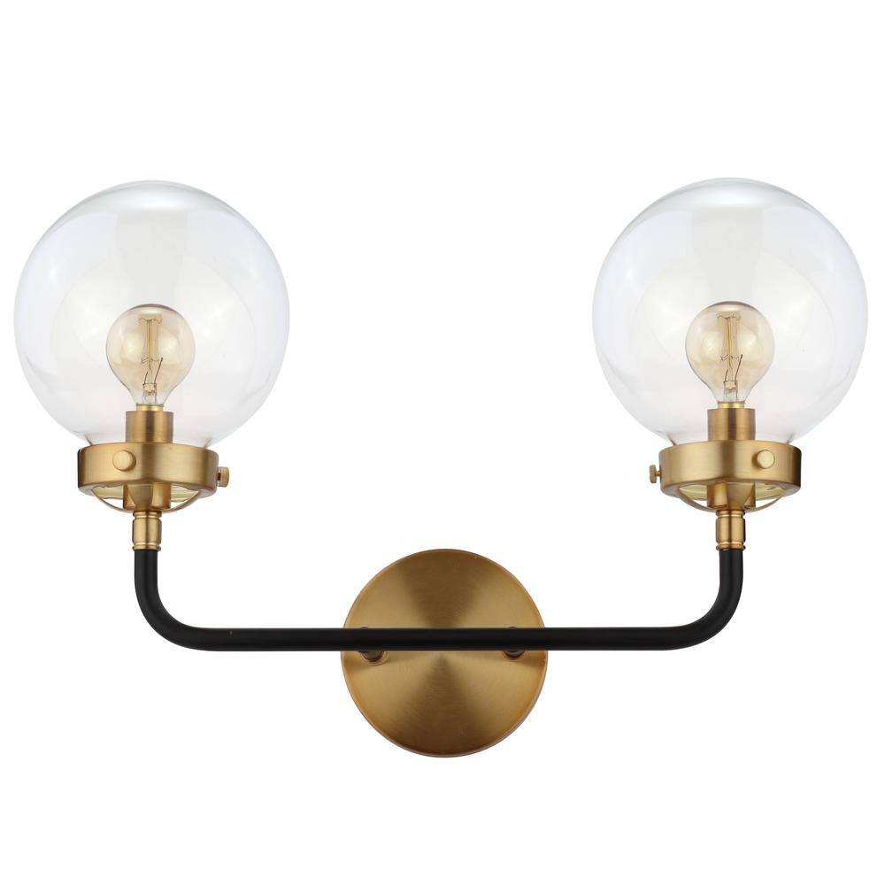 Caleb Transitional 18" Black and Brass LED Wall Sconce
