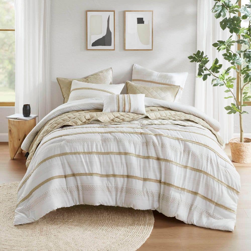 Madison Park Bianca 7-Piece Taupe Polyester Full/Queen Comforter