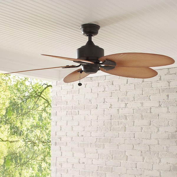 Lillycrest 52 in. Indoor/Outdoor Aged Bronze Ceiling Fan with Downrod and Reversible Motor; Light Kit Adaptable