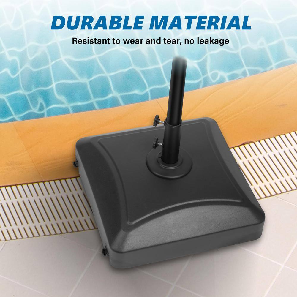 Black Heavy Duty Fillable Mobile Patio Umbrella Base with Wheels