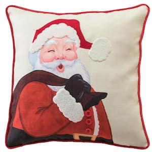Holiday Traditions Jolly Santa 18 in. Welted Decorative Pillow