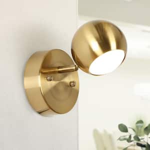 Macue Integrated LED Acrylic Wall Sconce Lighting, Modern Brass-Plated Wall Light Fixture for Hallway, Bedroom, Stairway