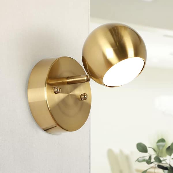 Zevni Macue Integrated LED Acrylic Wall Sconce Lighting, Modern Brass-Plated Wall Light Fixture for Hallway, Bedroom, Stairway