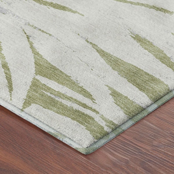 Mayfield Premium Machine Washable Abstract AMF2263 Aloe 9 ft. x 12 ft. Area Rug