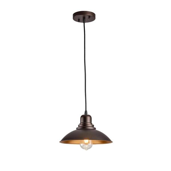 Dual-Purpose 1-Light Outdoor Hanging Oil-Rubbed Bronze Pendant or Flushmount Lantern