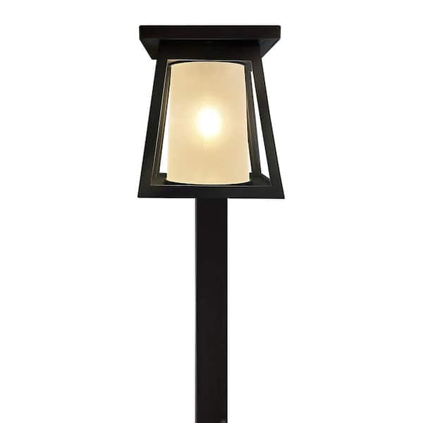 Monteaux Lighting Black Integrated LED Outdoor Solar Pathway Light with Frosted Glass