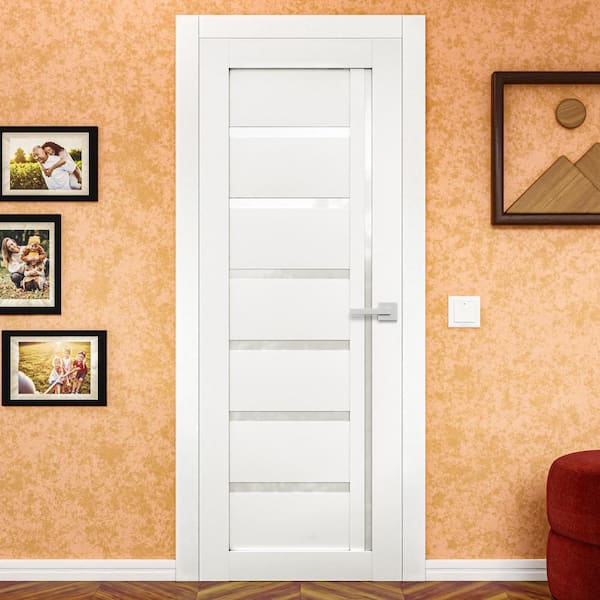 Prefinished White Solid Wood Core Door Slab Bluebell with Polycarbonateid Glass 18'' X 80''