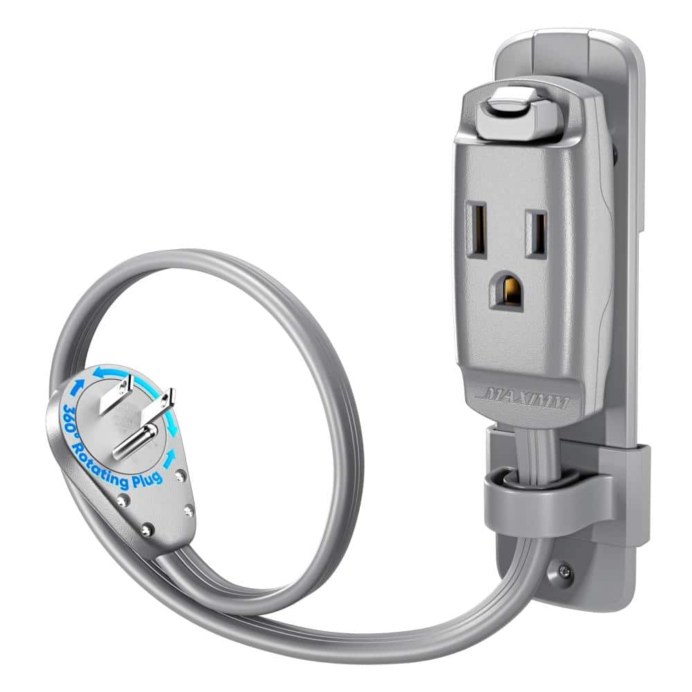 1 ft. 14/3 Medium/Heavy Duty Indoor 360 Rotating Plug Extension Cord with Wall Mount and Hanging Loop, 15 Amps, Gray price history on PriceWatchPro