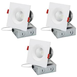 3.5 In Selectable CCT 27K, 30K, 35K, 40K, 50K, Remodel 60 Watt Equivalent Square LED Gimbal Recessed Kit (3-Pack)