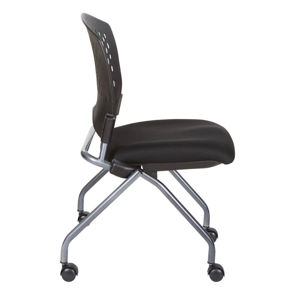 Deluxe Armless Black Mesh Folding Chair with Titanium Finish - 2 Pack