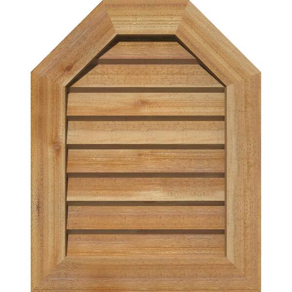 Ekena Millwork 17" x 17" Octagon Rough Sawn Western Red Cedar Wood Gable Louver Vent Non-Functional