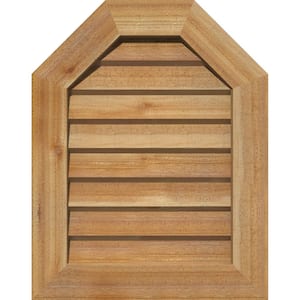 21" x 41" Octagon Rough Sawn Western Red Cedar Wood Paintable Gable Louver Vent Non-Functional