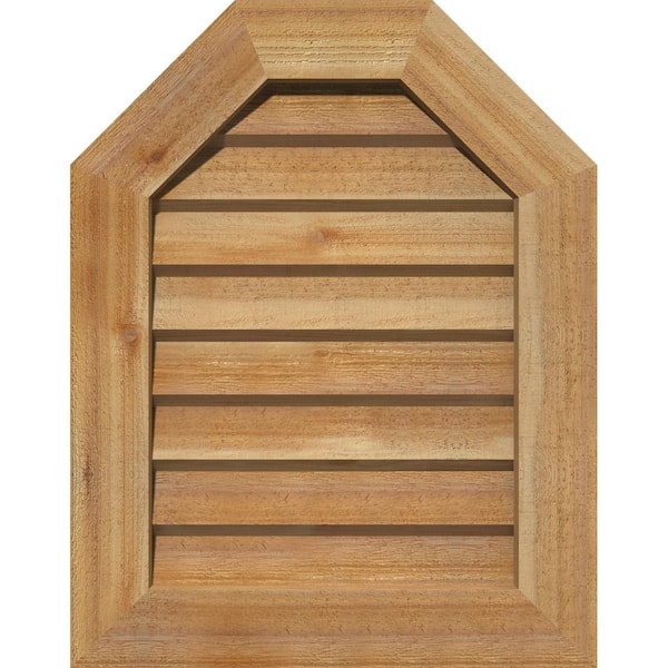 35" x 25" Octagon Unfinished Rough Sawn Western Red Cedar Wood Gable Louver Vent Non-Functional