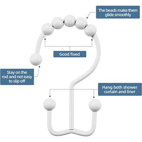 Dyiom Shower Curtain Hooks Rings, Durable Metal Double Glide