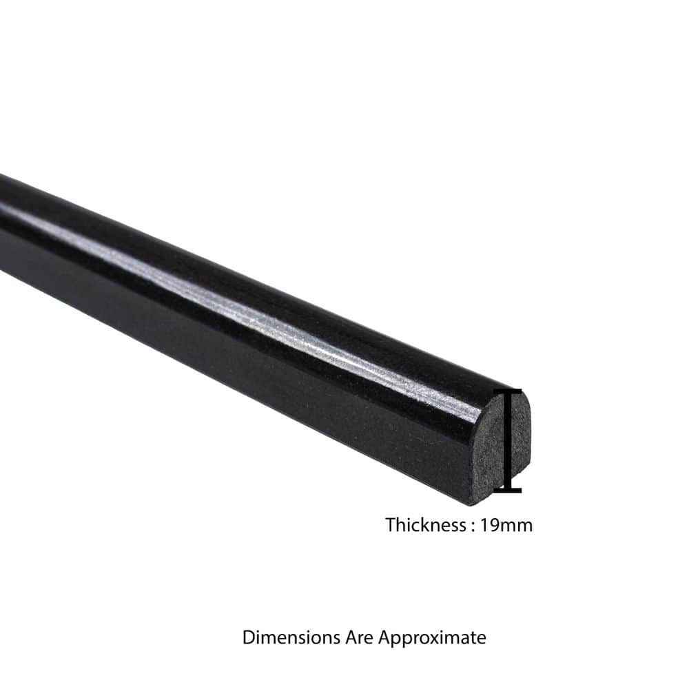 12" Black Polished Granite Bullnose Tile Trim