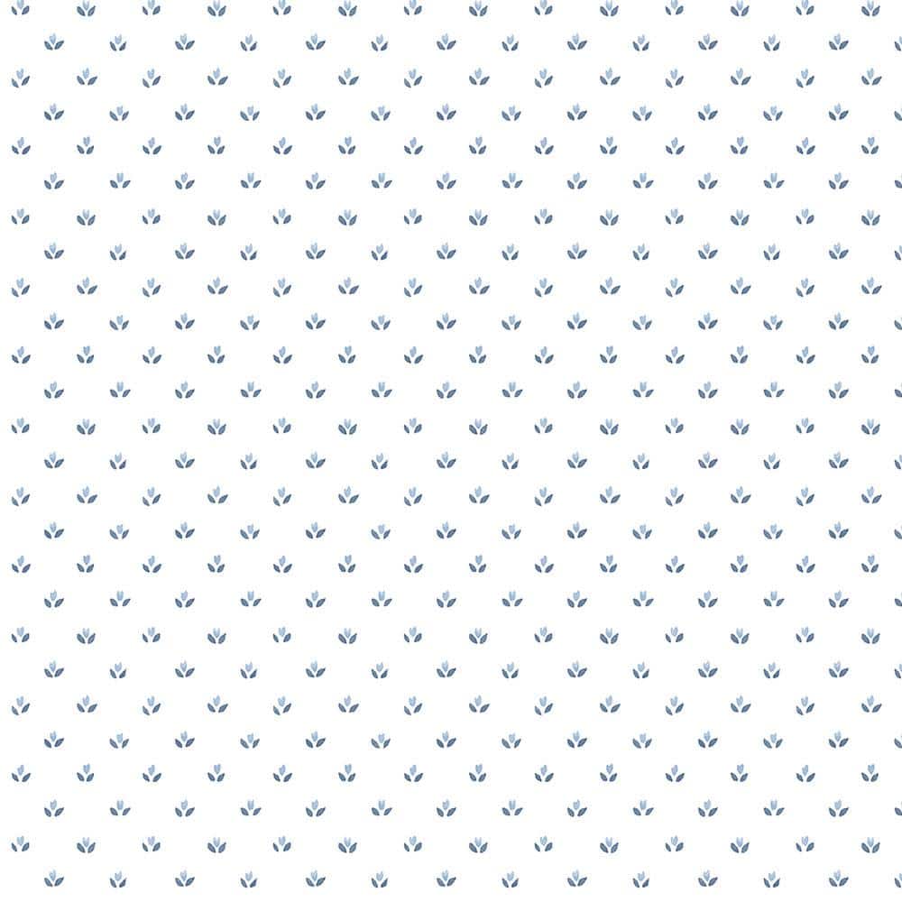 Light Blue and White Mini Tulip Vinyl Wallpaper Roll