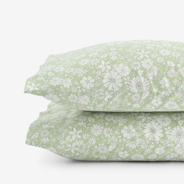 Company Cotton Misty Meadow Sateen Green Standard Pillowcase (Set of 2)