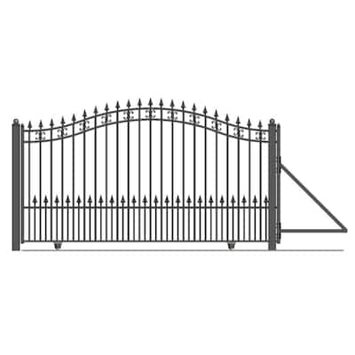 Aleko St Petersburg Style 12 Ft W X 6 H Black Steel Single Slide Driveway With Gate Opener Fence Dg12stpsslac1500 Hd The Home Depot - Diy Sliding Gate For Driveway