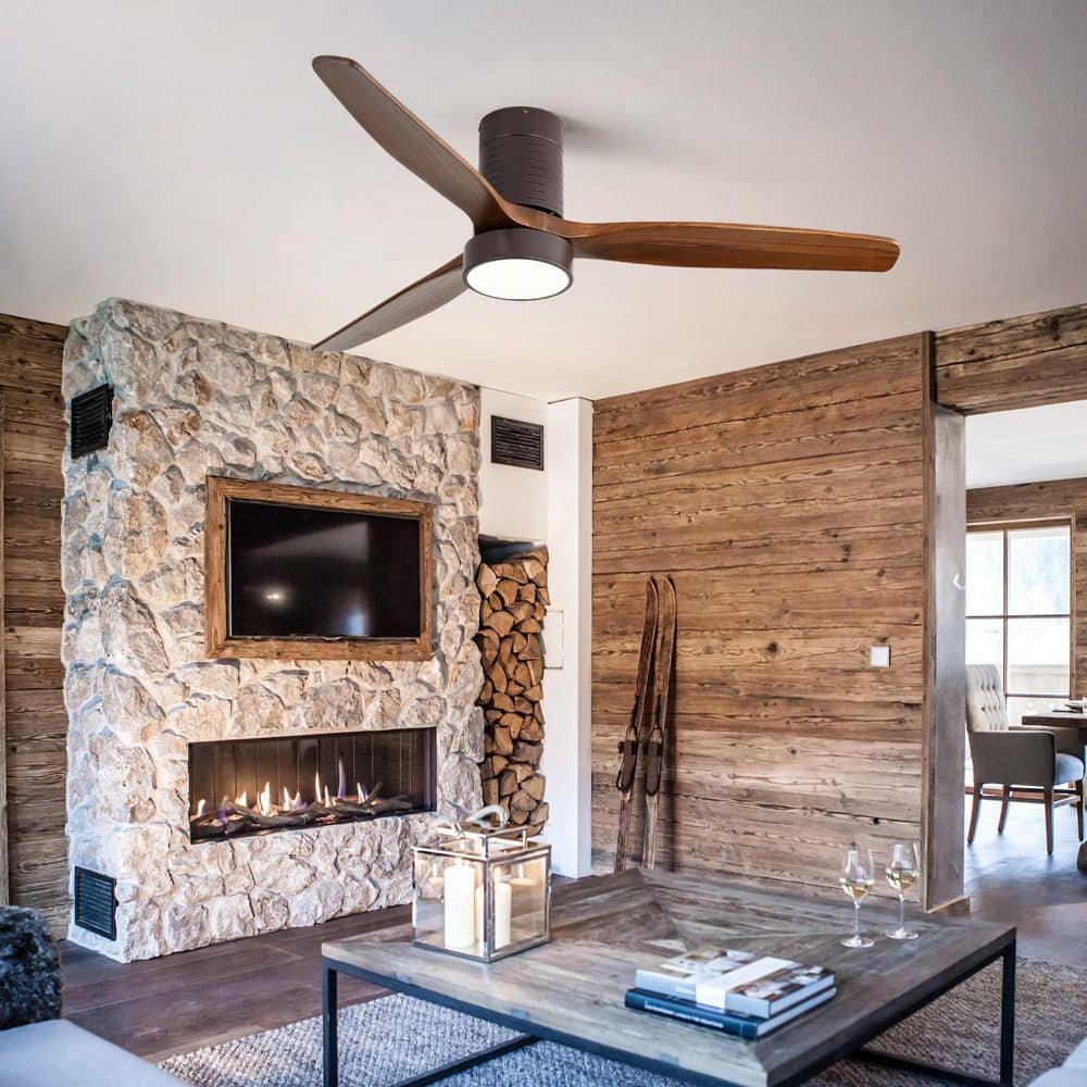 52 in. Indoor Brown Ceiling Fan with Light, 3 Solid Wood Blades, Reversible DC Motor, 3 Colors Adjustable and Remote price history on PriceWatchPro