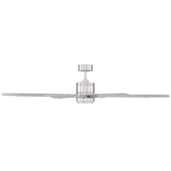 Renegade 66 in. Integrated LED Indoor/Outdoor 8-Blade Smart Brushed Nickel Titanium Ceiling Fan with Remote 3000k