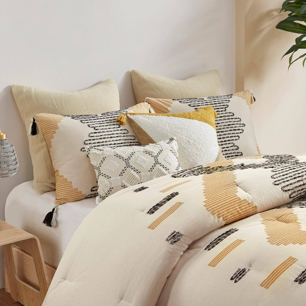 Gray Reversible Cotton Full Bedspread Set with Pattern