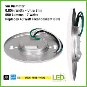 5 in. Mini Closet Light LED Flush Mount with White and Bronze Trims fits 3.5 in. 4 in. Junction Boxes 7-Watt (6-Pack)