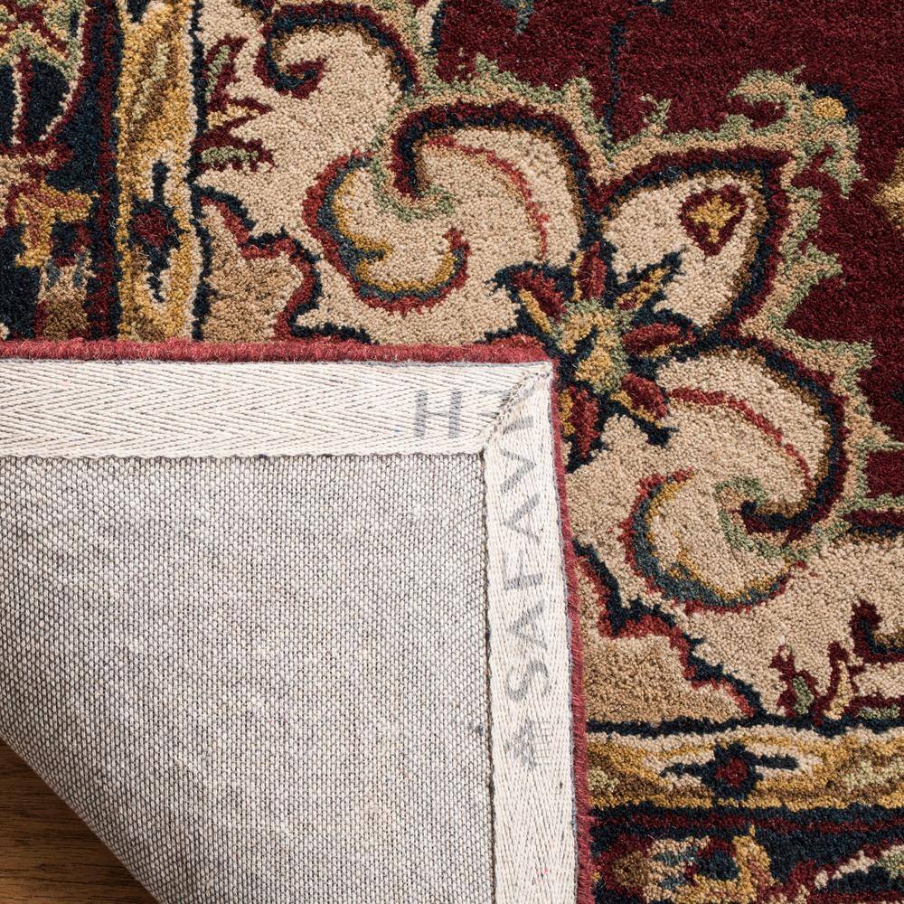 Classic Burgundy and Navy Hand-Tufted Wool Area Rug