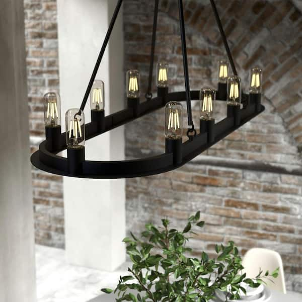 Saddlewood 10 Light Natural Iron Linear Chandelier Kitchen Light