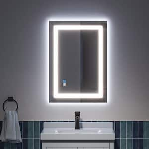 20 in. W x 28 in. H Rectangular Frameless LED Light Anti-Fog Bathroom Wall Mirror with Backlit and Front Light