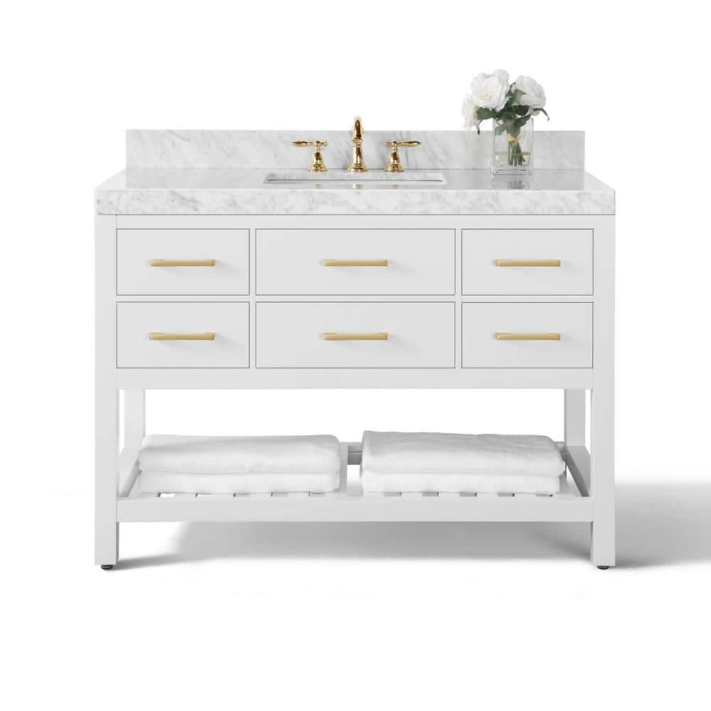Elizabeth 48'' White Vanity with Gold Hardware