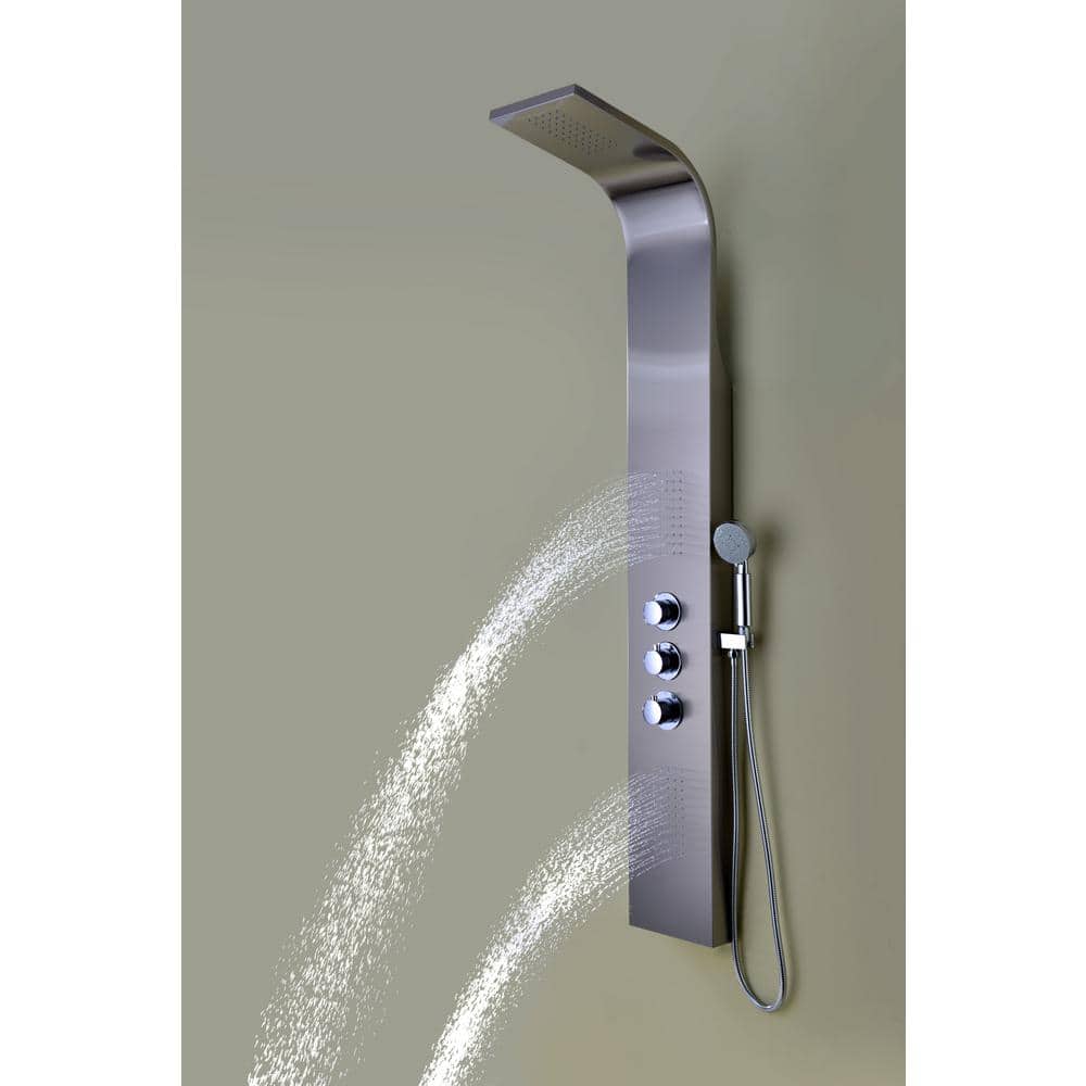 Arc 64'' Brushed Stainless Steel Shower Panel with LED Rainfall Head