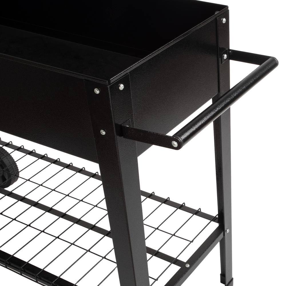 Raised Garden Bed with Shelf, Black