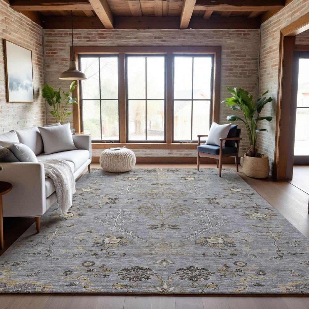 Mayfield Premium Machine Washable Abstract AMF1156 Gray 8 ft. x 10 ft. Area Rug price history on PriceWatchPro
