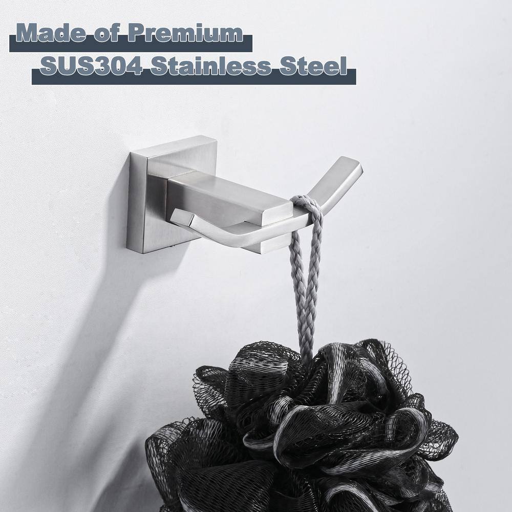 Brushed Nickel Wall Mounted Double Towel Hook