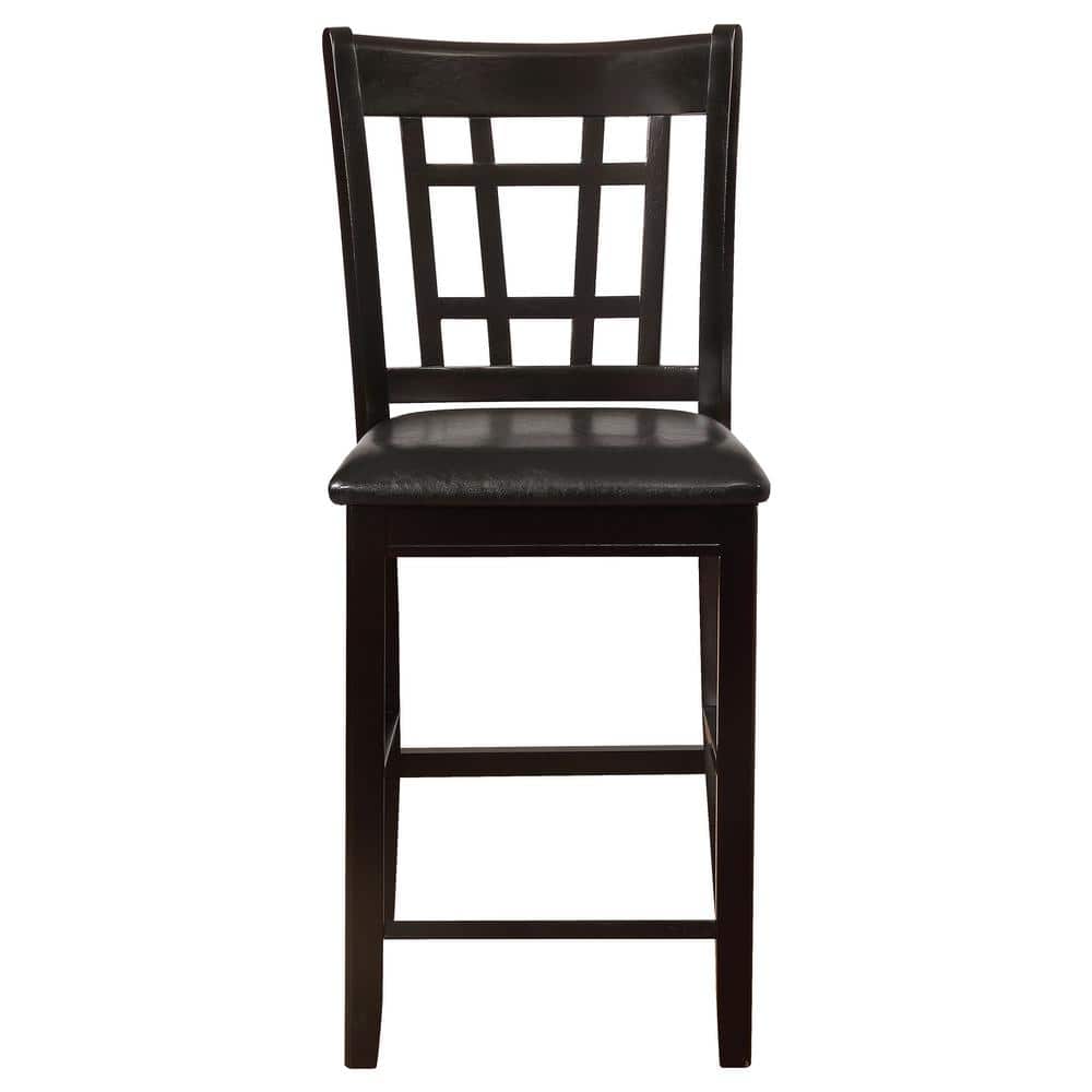 Espresso Oak Veneer Counter Height Dining Set with Black Fabric Chairs