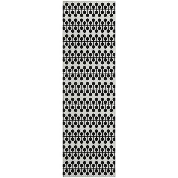 Mayfield Premium Machine Washable Abstract AMF2247 Ivory 2 ft. x 7 ft. Runner Rug