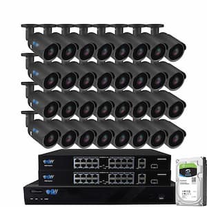 32-Channel 8MP 8TB NVR Security Camera System 32 Wired Bullet Cameras 2.8mm Fixed Lens Human/Vehicle Detection Mic