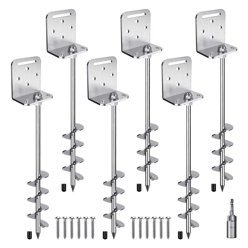 "2/4/6-Pack 18"" 24"" Ground Anchors Screw in Shed Earth Anchor Stakes Set with L Bracket for Swing Set, Fence, Tent" price history on PriceWatchPro