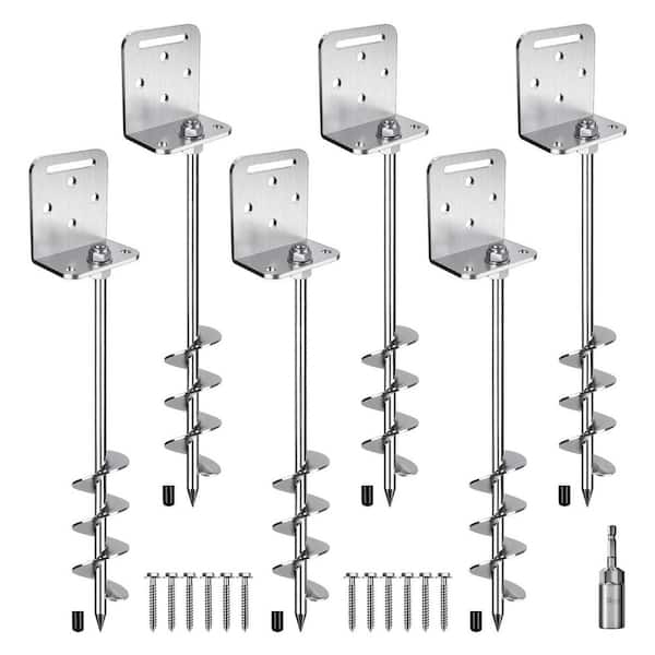 Safety Handle 2/4/6-Pack 18 in. 24 in. Ground Anchors Screw in Shed Earth Anchor Stakes Set with L Bracket