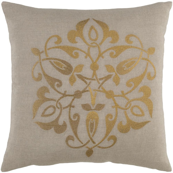 Livabliss Lanfranc Gold Graphic Polyester 20 in. x 20 in. Throw Pillow