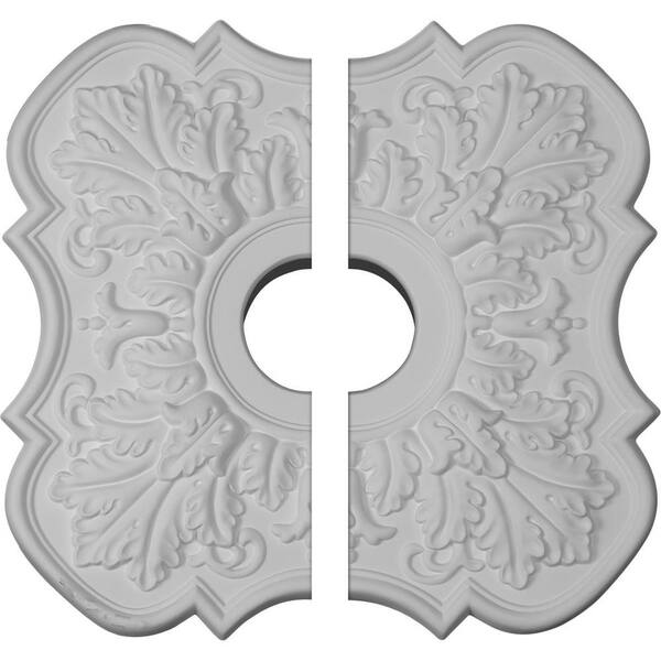 Ekena Millwork 17 3 4 In X 3 1 8 In X 1 In Peralta Urethane Ceiling Medallion 2 Piece Fits Canopies Up To 4 5 8 In Cm17pe2 The Home Depot