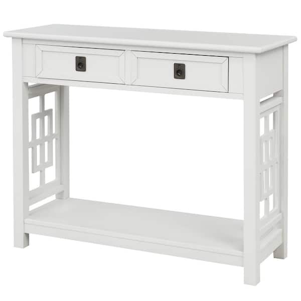 Harper & Bright Designs 36 in. White Standard Rectangle Wood Console ...