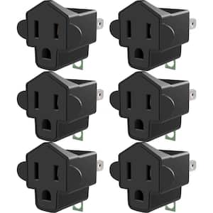 15 Amp Grounded 3-to-2 Prong Adapter with Fireproof, Black (6-Pack)