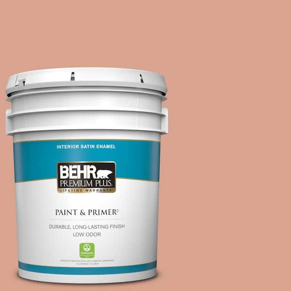 BEHR PREMIUM PLUS 5 gal. Home Decorators Collection #HDC-CT-13 Apricotta Satin Enamel Low Odor Interior Paint & Primer