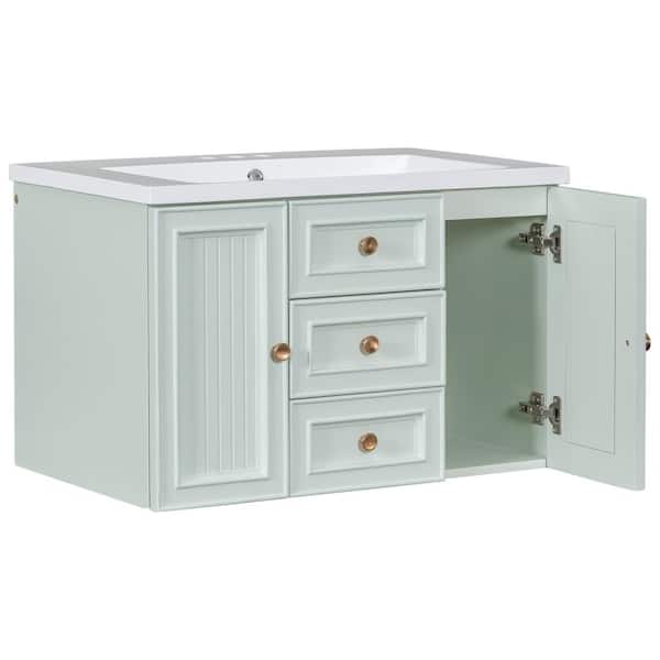 30 in. W x 18 in. D x 19 in. H Wall Mounted Bath Vanity Single Sink in