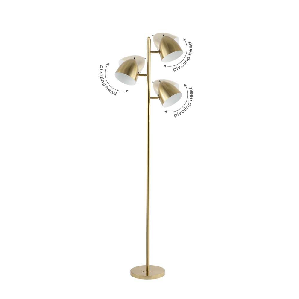 Billy Mid-Century Transitional 66.5" Satin Gold Adjustable LED Floor Lamp