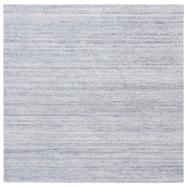 Mirage 6 ft. x 6 ft. Blue/Ivory Striped Marle Square Area Rug