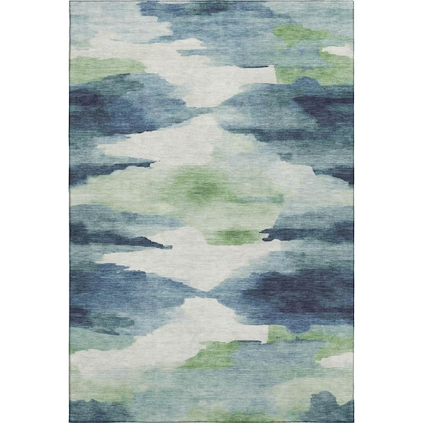 Mayfield Premium Machine Washable Abstract AMF2259 Blue 5 ft. x 7 ft. 6 in. Area Rug