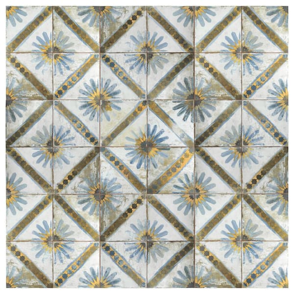 Merola Tile Kings Marrakech Blue 9 in. x 9 in. Ceramic Floor and