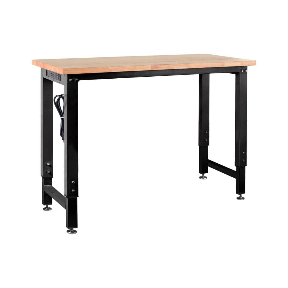 Frontier 48 in. W x 20 in. D Adjustable Height Wood Top Workbench Table ...